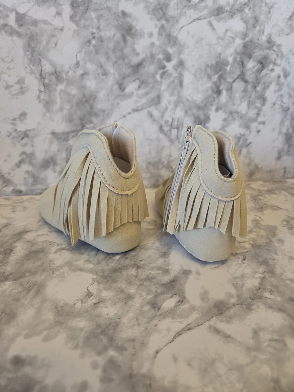 Baby Fringe Moccasin Boots - Khaki Baby Shoes - 12 To 18 Months